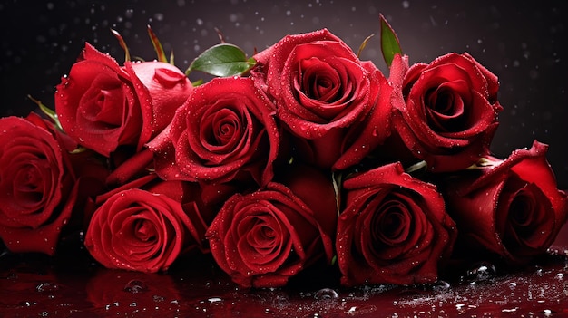 Foto roter rosenstrauß zum valentinstag