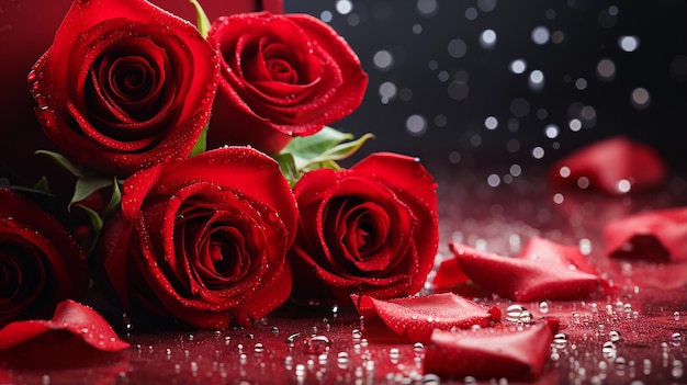 Foto roter rosenstrauß zum valentinstag