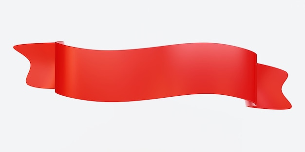 Roter Satin-Riibbon-Banner isoliert auf weißem Overhead Weihnachtsdekoration Valentinstag