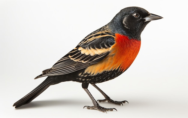 Roter schwarzer Vogel beiseite isoliert auf weißem Hintergrund Generative KI