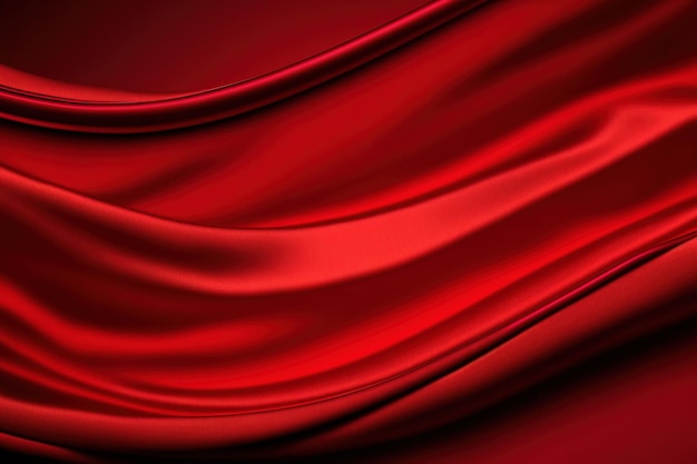 Roter Seidensatin Weiche Falten Stoff Heller luxuriöser Hintergrund Wellenlinien Elegantes Weihnachten Neujahr