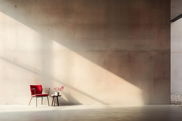 Foto roter stuhl neben dem roten tisch