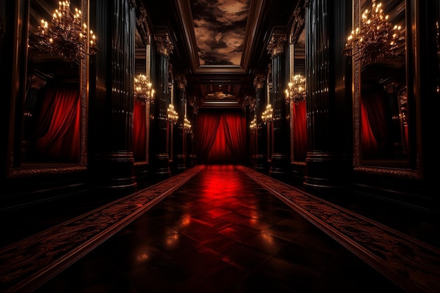 Roter Teppich Bfilm schwarz im Stil fotorealistischer Landschaften in Dunkelrot und Dunkelbeige