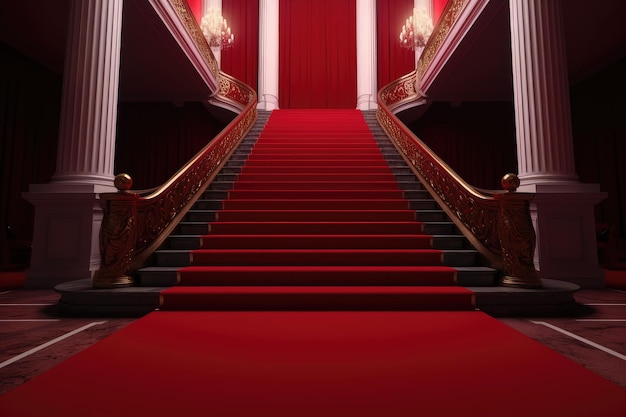 Roter Teppich und zeremonielle VIP-Treppe VIP-Luxus-Eingang KI-generiertes Bild