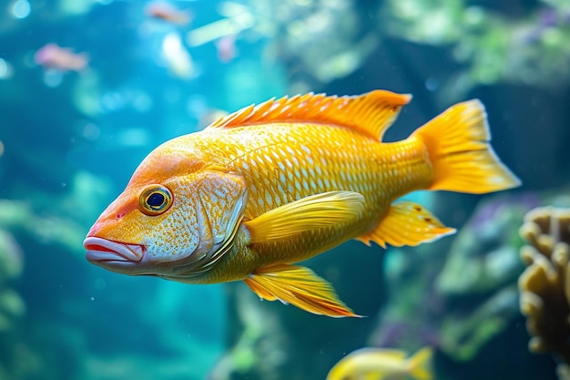 Roter Tilapia-Fisch schwimmt in einem Teich