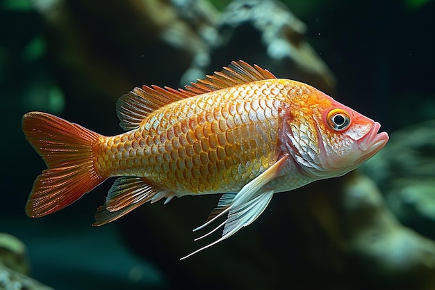 Roter Tilapia-Fisch schwimmt in einem Teich