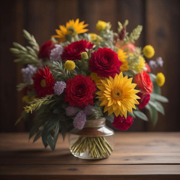 roter und gelber Blumenstrauß