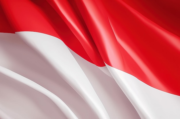 Roter und weißer Hintergrund, der die Nationalflagge Indonesiens schwenkt, schwenkte eine sehr detaillierte Nahaufnahme