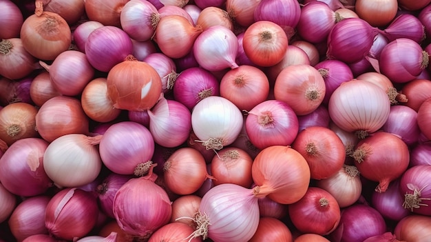 roter und weißer Zwiebeln Hintergrund Top-Down-Ansicht