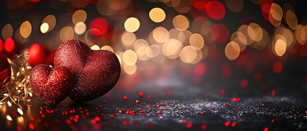 Roter Valentinstag-Herzball mit goldenen Lichtern Ai Generated