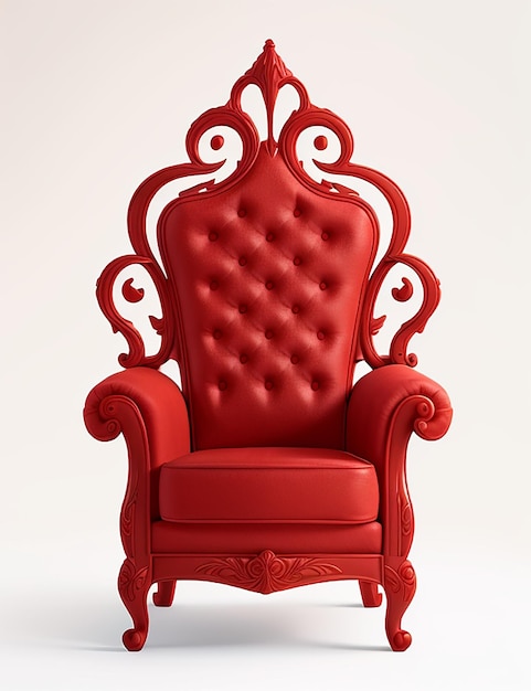 Roter Vintage-Sessel im realistischen Stil mit weißem Hintergrund