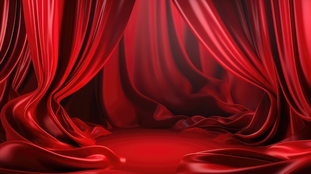 Roter Vorhang in einem dunklen Raum