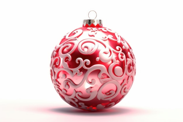 Roter Weihnachtsball auf weißem Hintergrund mit 3D-Illustration