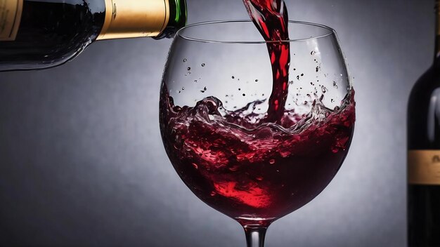 Roter Wein wird in ein Weinglas gegossen