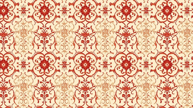 Rotes Blumenmuster aus Damask