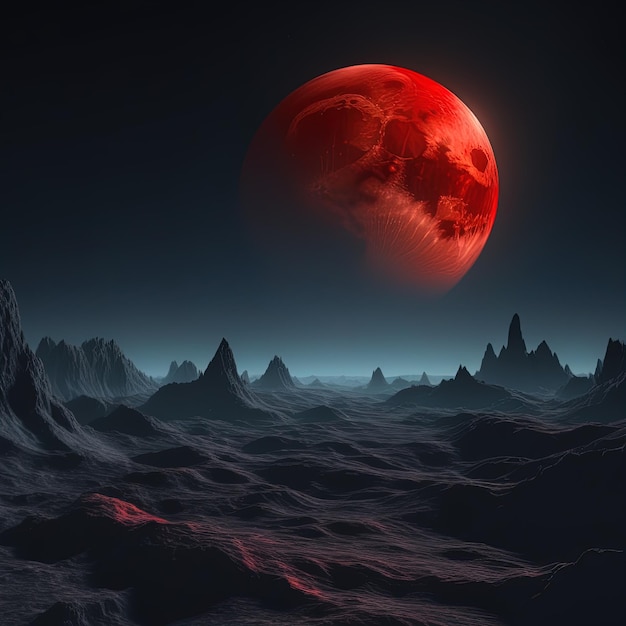 rotes Blut in den Bergen rotes Blut in den Bergen roter Planet im Mond