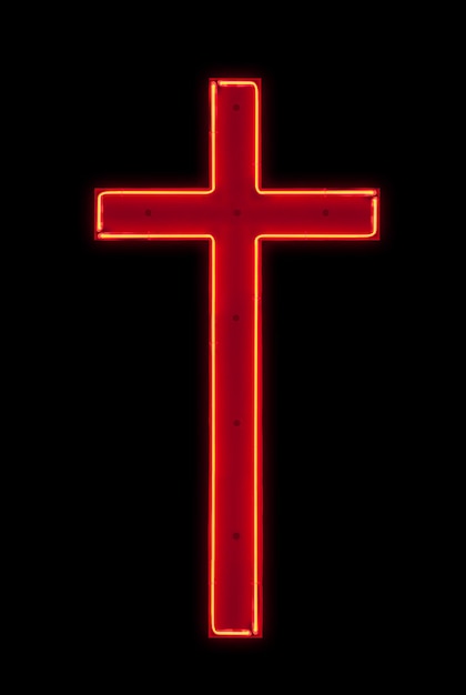 Rotes christliches Kreuz Neonlicht