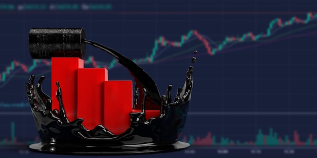 Rotes Diagramm Diagramm Aktiengeschäft Wirtschaft Preis Rohöl Kraftstoff Barrel Benzin Stack Inflation Markt Währungskrise Benzin Dollar Vermögensverdienen Konzept