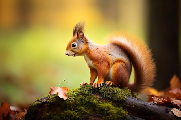 Rotes Eichhörnchen im Herbstwald