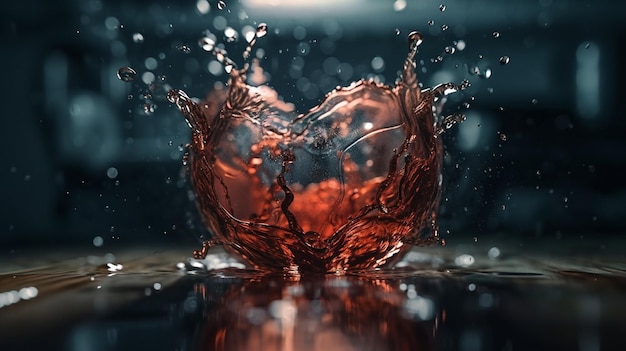 Rotes Herz im Spritzwasser Valentinstag Konzeptgenerative ai