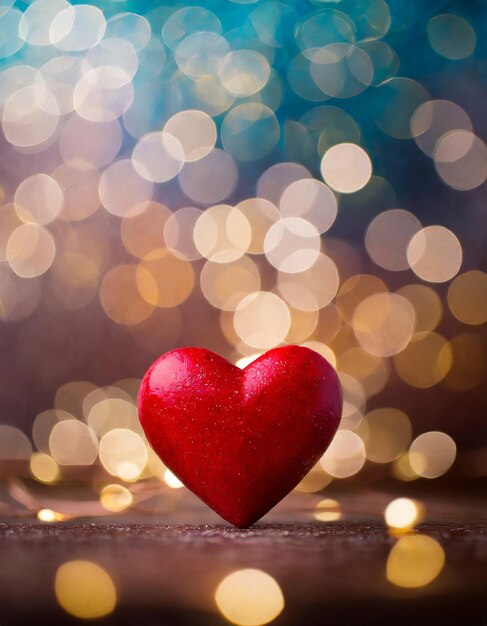 Rotes Herz Valentinstags-Grüßkarte Bokeh-Hintergrund