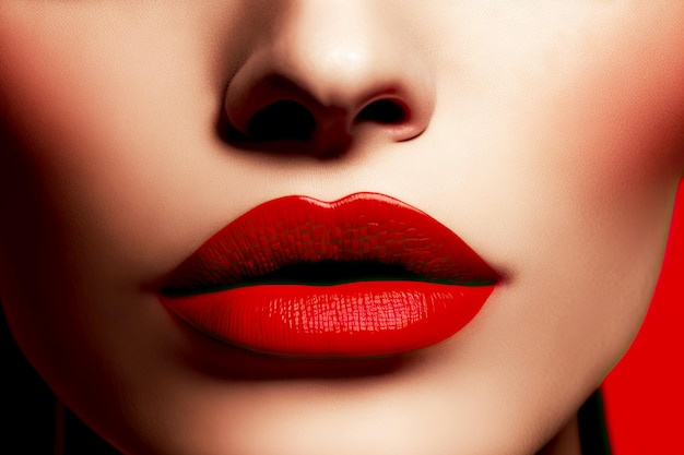 Rotes Lippenstiftmuster mit Matteffekt auf den Lippen