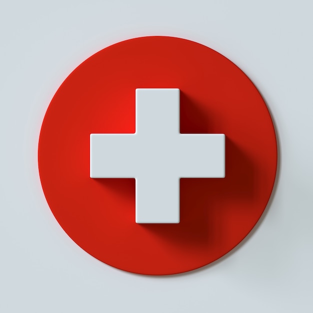 Rotes medizinisches kreuz erste-hilfe-symbol 3d-rendering