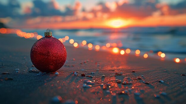 Foto rotes ornament am sandy beach