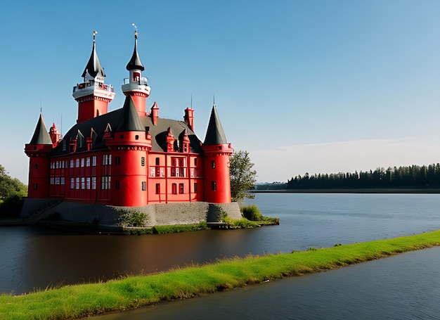 Rotes Schloss auf dem Wasser