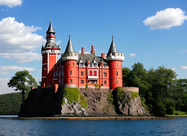 Rotes Schloss auf dem Wasser