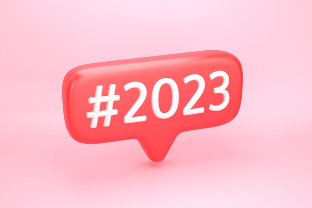 Rotes Social-Media-Benachrichtigungssymbol mit der Nummer 2023