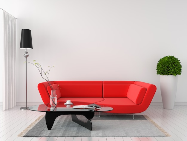 Rotes Sofa im Reinrauminnenraum