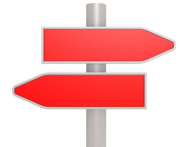 Rotes Straßenschild mit zwei Richtungen