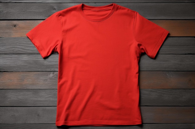 Foto rotes t-shirt auf minimalistischem hintergrundmodell für das branding des t-shirts