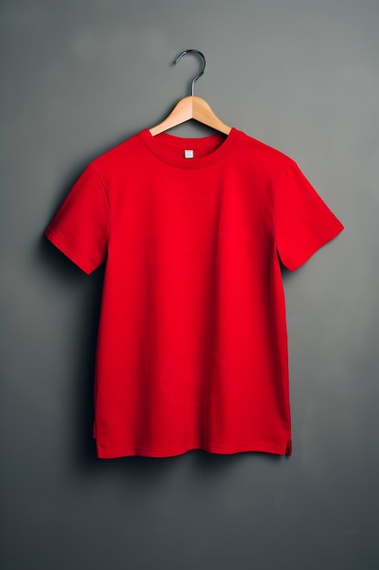 Rotes T-Shirt-Mockup auf grauem Hintergrund