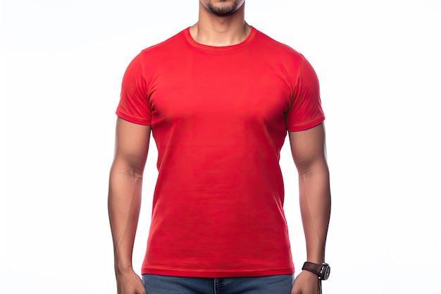 Rotes T-Shirt-Modell für alltäglichen Komfort und trendige Mode