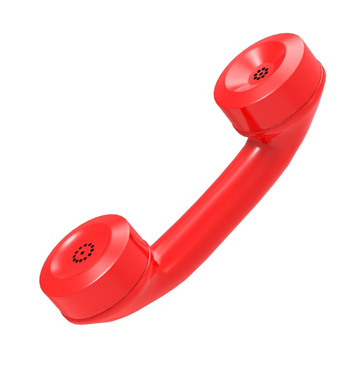 Foto rotes telefon mit weißem hintergrund
