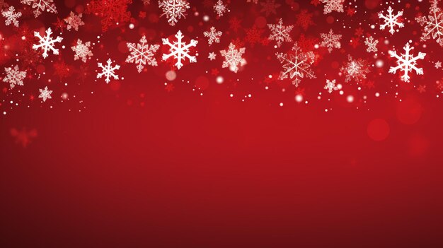 Rotes Weihnachtsbanner mit Schneeflocken. Frohe Weihnachten und ein glückliches neues Jahr. Grußbanner. Horizontaler Neujahrshintergrund, Kopfzeilen, Poster, Karten, Website