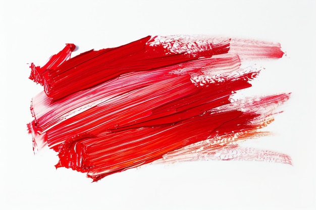Rotfarbige Pinselstriche auf weißem Hintergrund Acrylmalerei