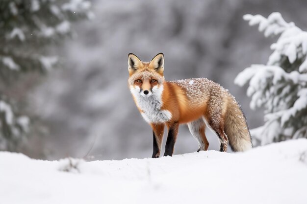 Rotfuchs in einer verschneiten Landschaft