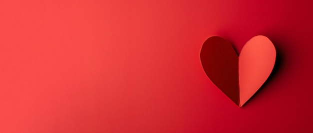 Rotgeschnittenes Herz auf rotem Hintergrund