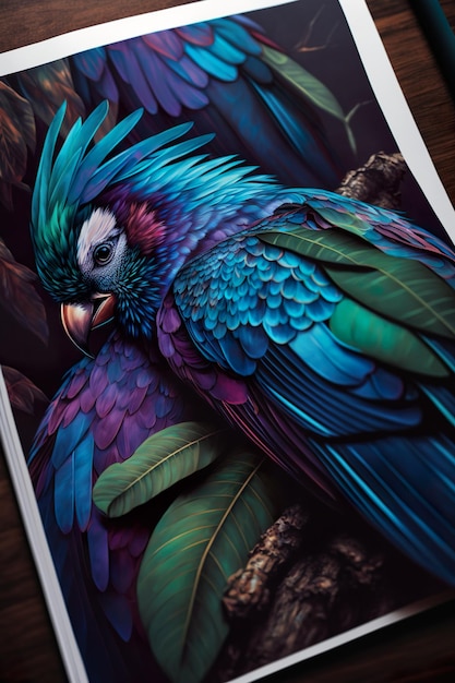 Rotgrüner Papageiennymphensittich sitzt auf einem Ast. Schöne Farben, die von KI generiert werden