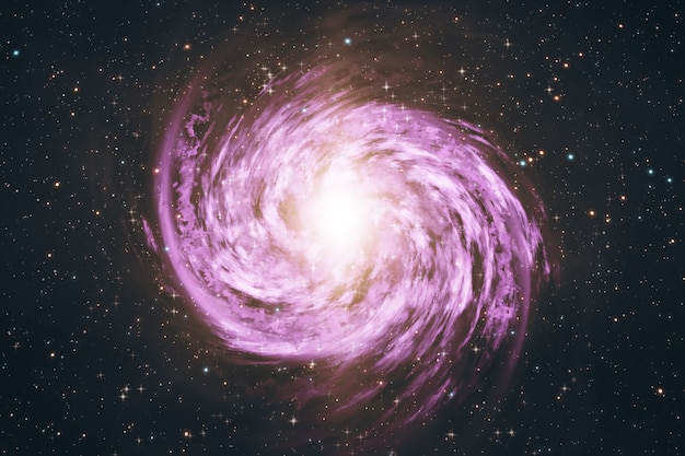 Rotierende Spiralgalaxie mit Sternen im Weltraum 3d Illustration