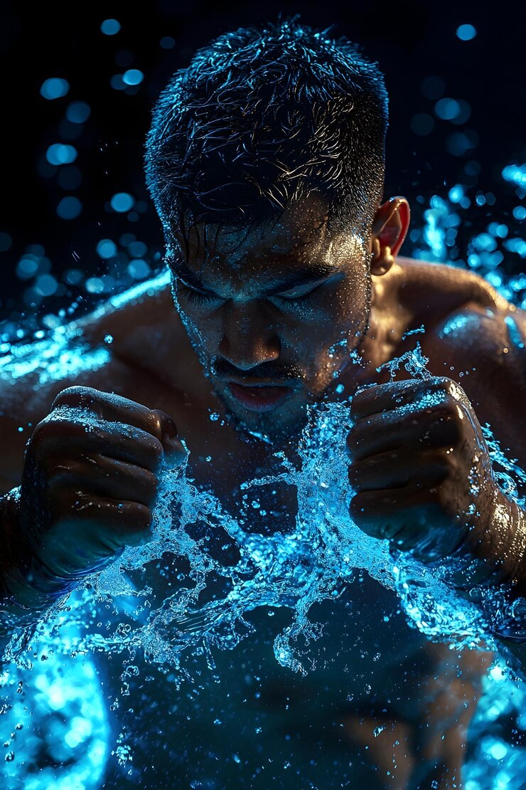 Rotina de aquecimento de Muay Thai fluido com técnica fotográfica experimental