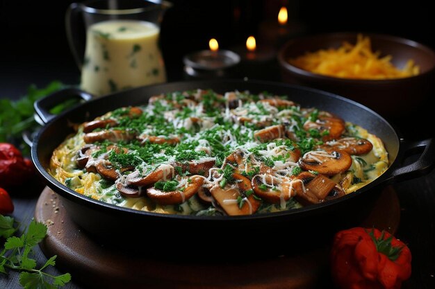 Rotini sabroso con setas cremosas y espinacas