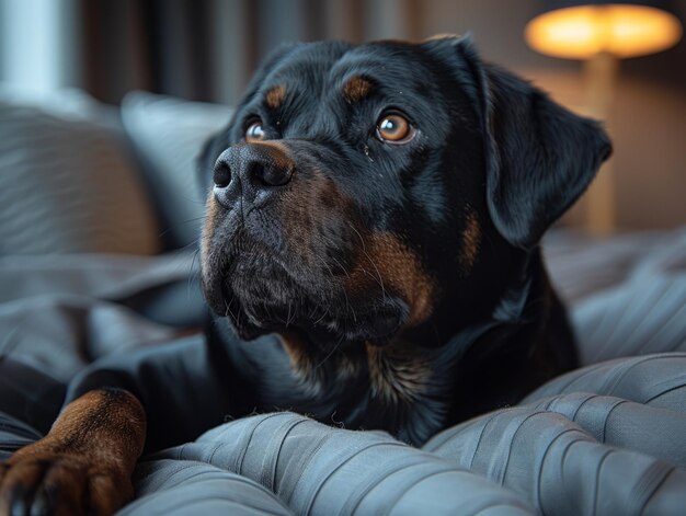 Rottweiler auf dem Sofa Generative KI