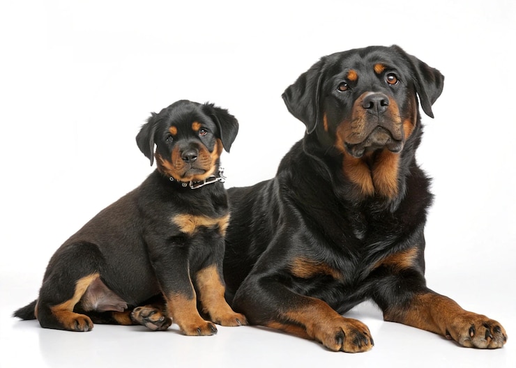 Rottweiler cachorro y adulto