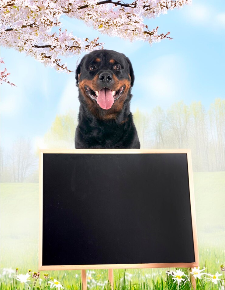 Foto rottweiler e tábua preta
