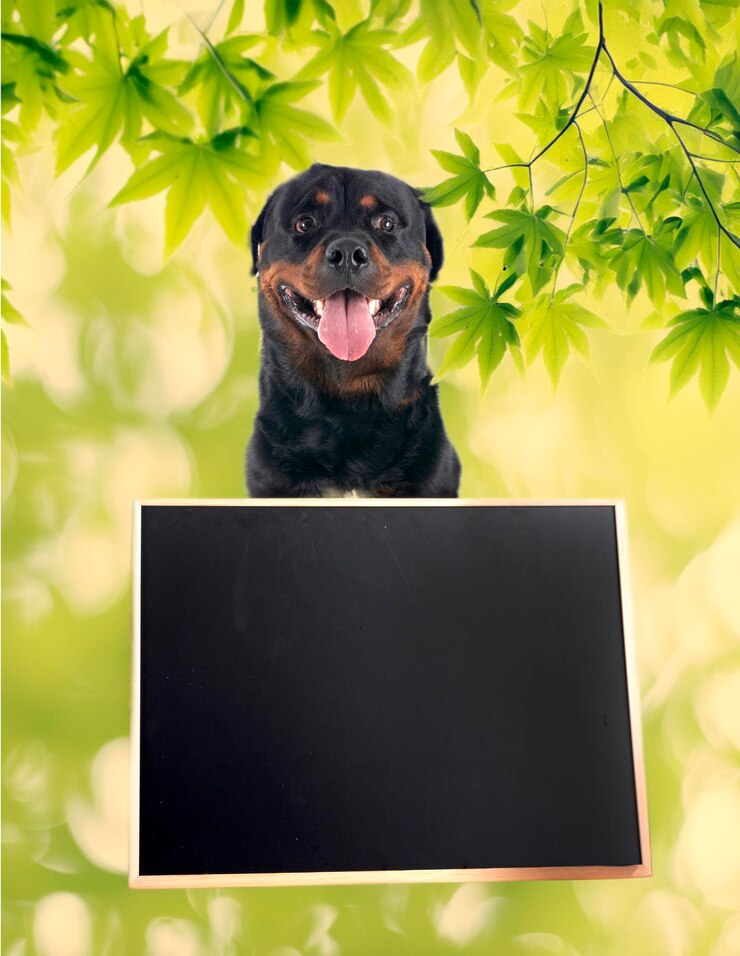 Foto rottweiler e tábua preta