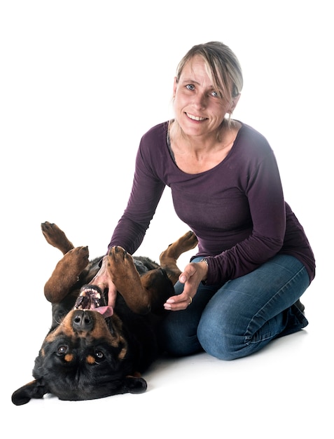 rottweiler y mujer